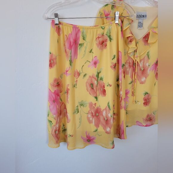 Vintage Just In Thyme Floral Skirt Set Yellow Fairy Cottage Bloomcore 12 Petite - Picture 8 of 9